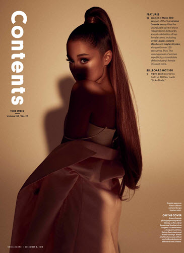 Billboard Magazine featuring Ariana Grande wearing Alexia Ulibarri